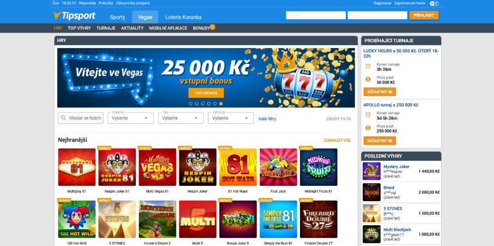 tipsport casino vegas web