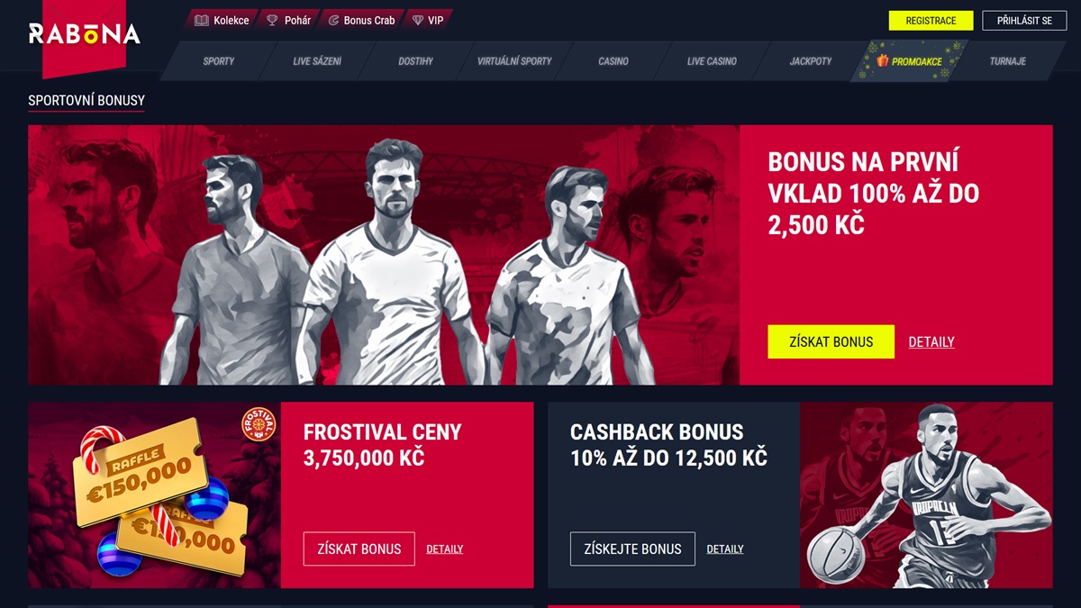 Náhled webu sázkové kanceláře Rabona