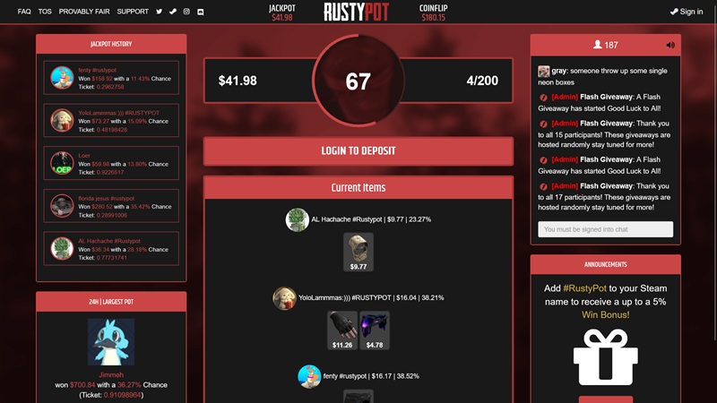 Webové stránky hazardního webu RustyPot