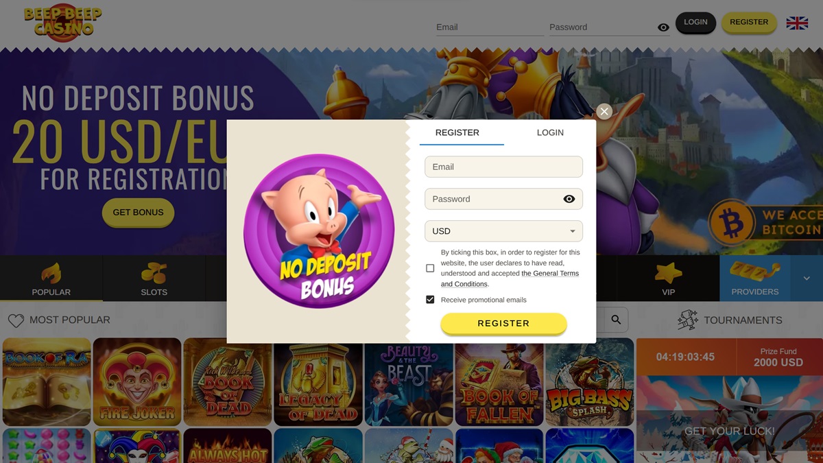 Beep Beep casino náhled webu