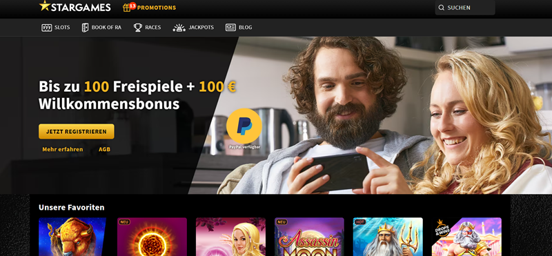 StarGames casino úvodní stránka