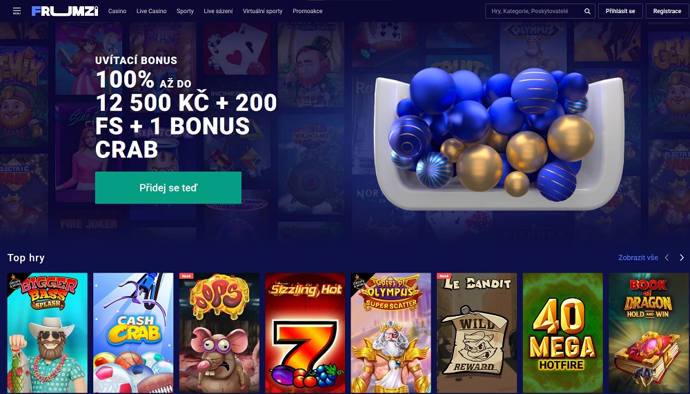 Náhled online casina Frumzi s širokým výběrem her, bonusů a promoakcí  