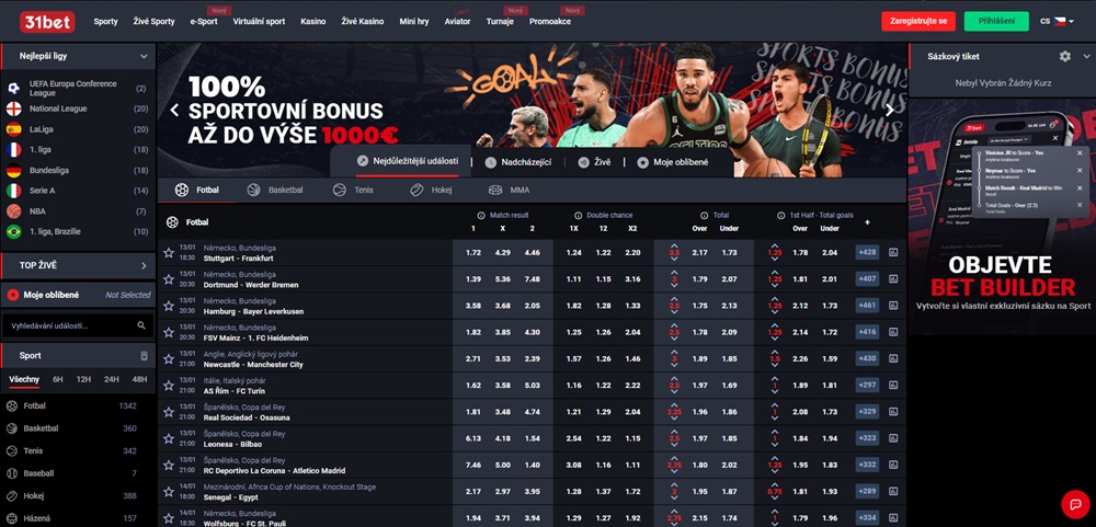 Sazkova kancelar 31Bet uvodni