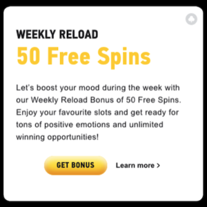 Tydenni Reload Bonus