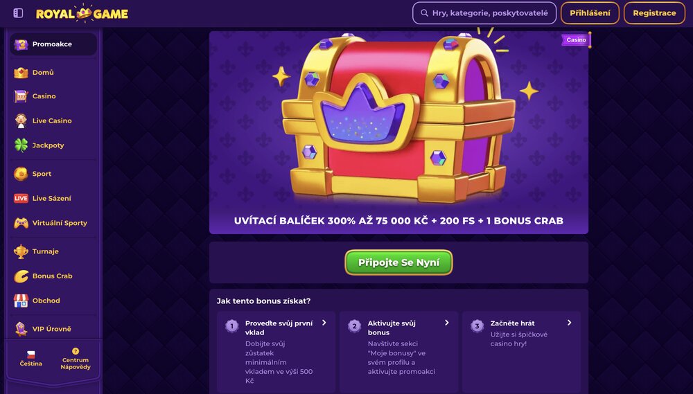 Royal Games uvítací bonus