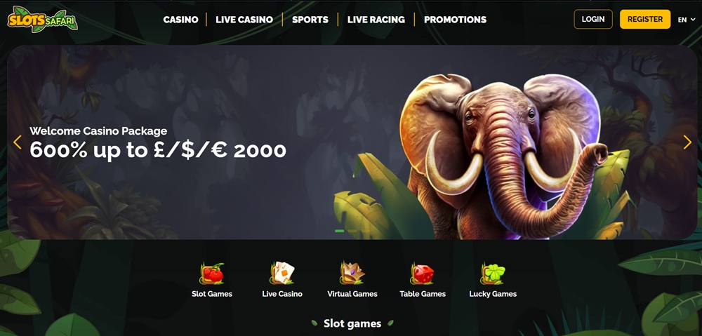 Slots Safari casino uvodni