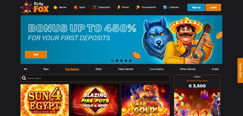 Richy Fox casino úvodní