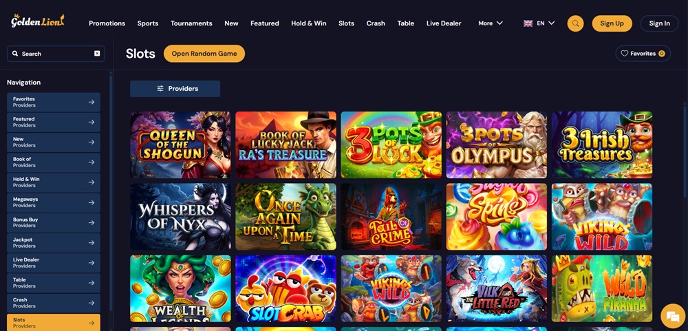 goldenlions casino uvodni