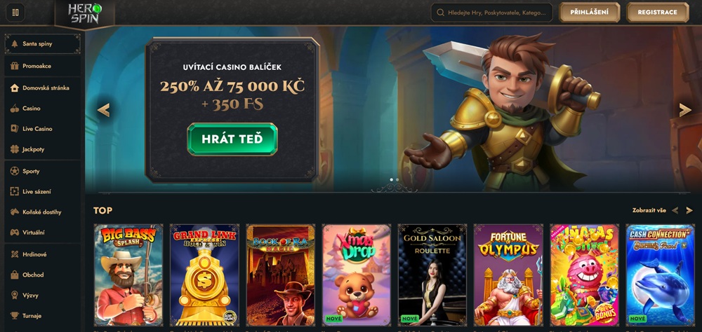 HeroSpin casino homepage