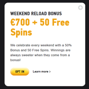 Vikendovy Reload Bonus
