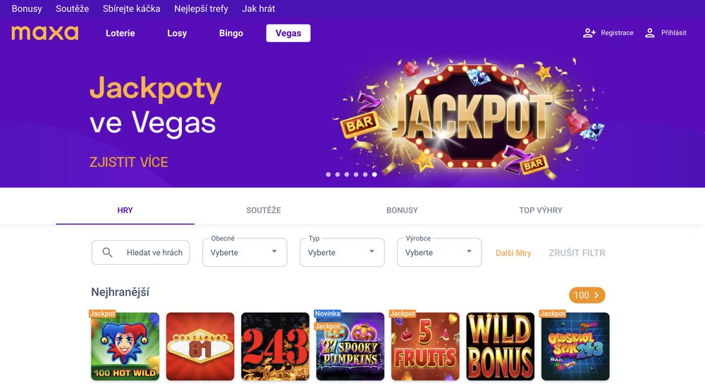 Maxa Vegas homepage