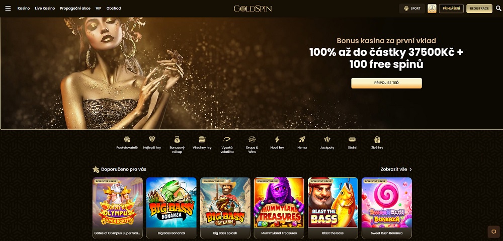 GoldSpin casino, náhled