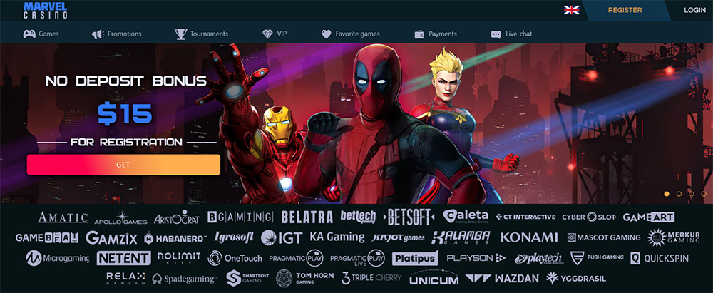 Marvel Casino nabízí 15 € no deposit bonus