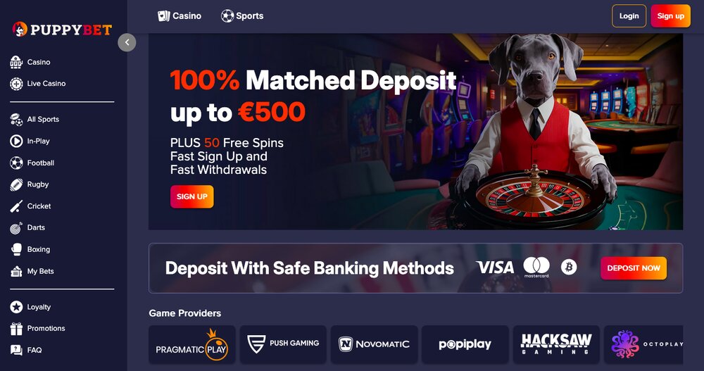 PuppyBet casino homepage