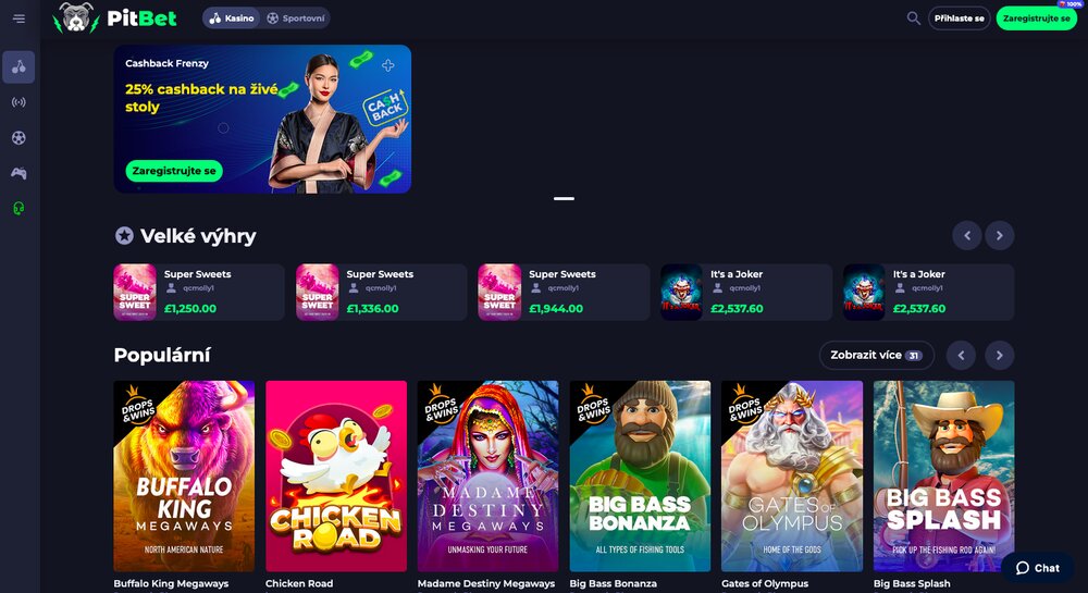 PitBet casino homepage