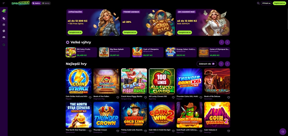 Spinmama casino homepage