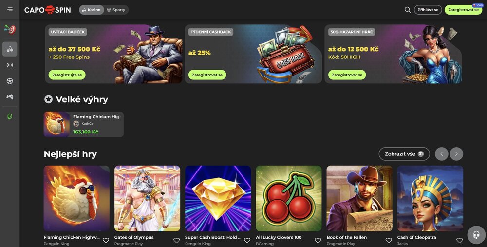 Capospin casino homepage