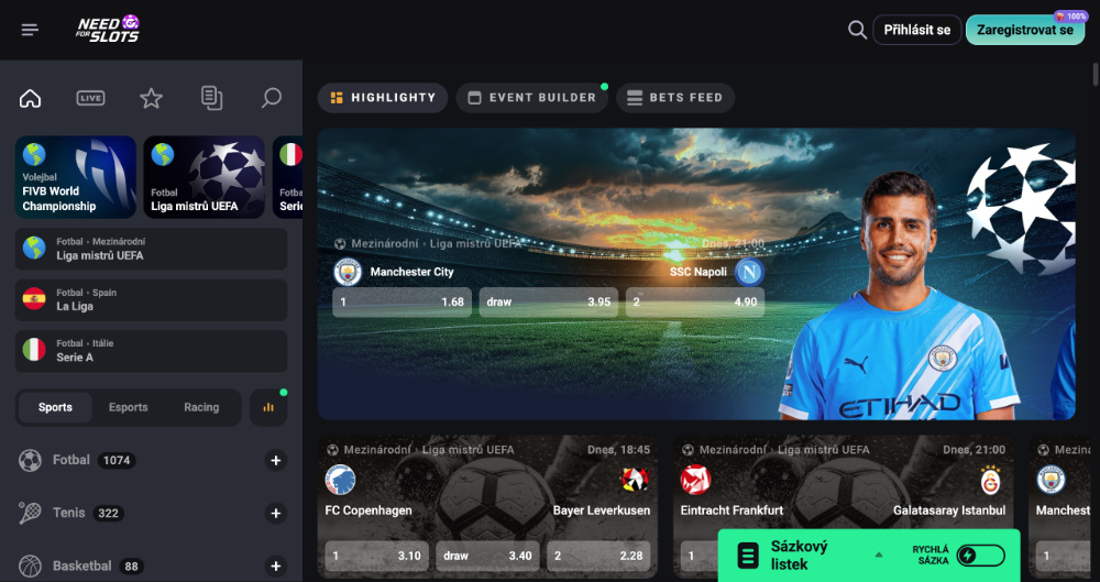 NeedforSlots sázková kancelář