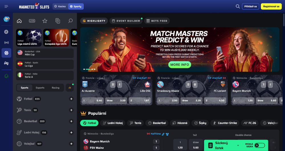 Sázková kancelář MagneticSlots úvodní
