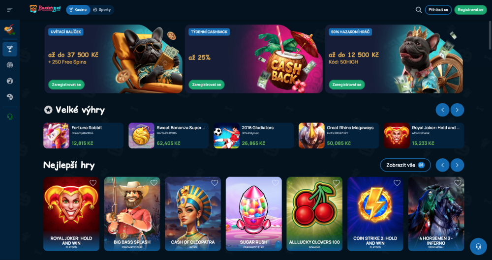 BaxterBet casino úvod