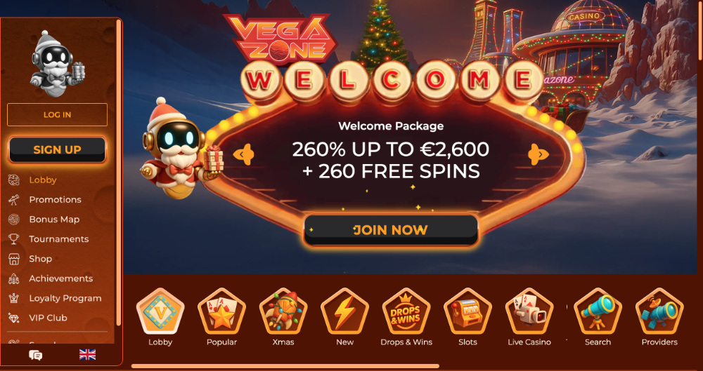 Vegazone casino úvodní