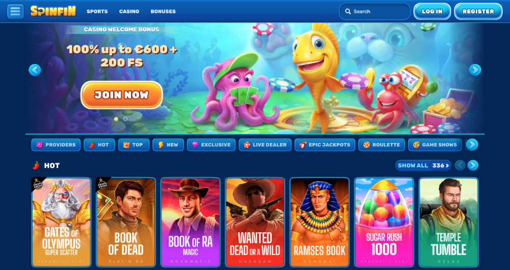 Spinfin casino úvodní