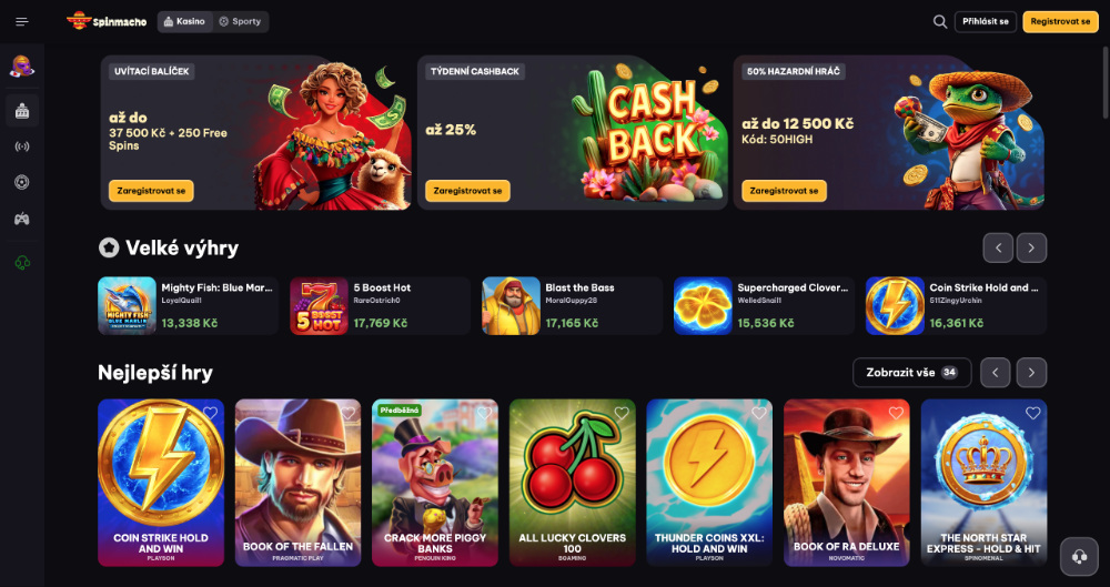 Spinmacho casino úvodní