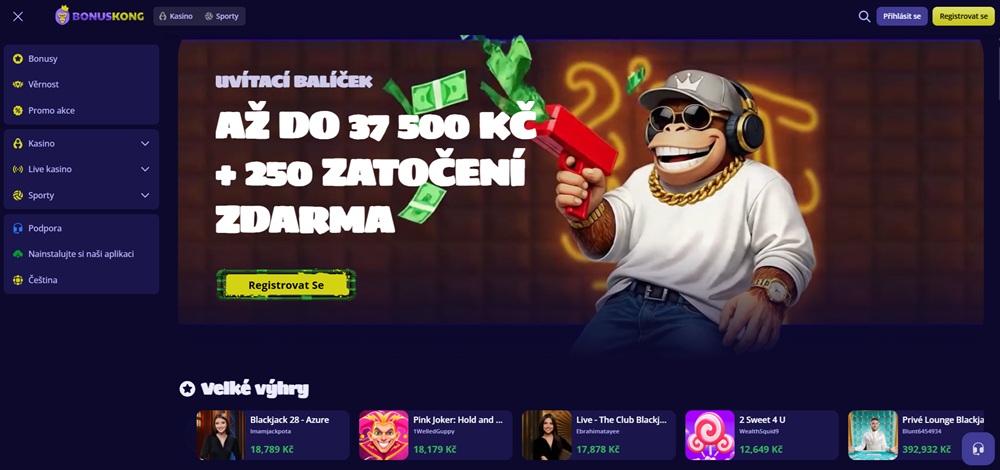 BonusKong casino úvodní