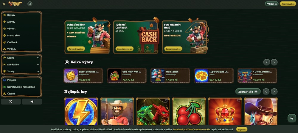 Cowboyspin casino homepage